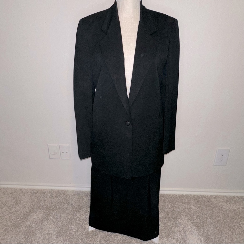 Black Vintage Skirt Suit, Size 10